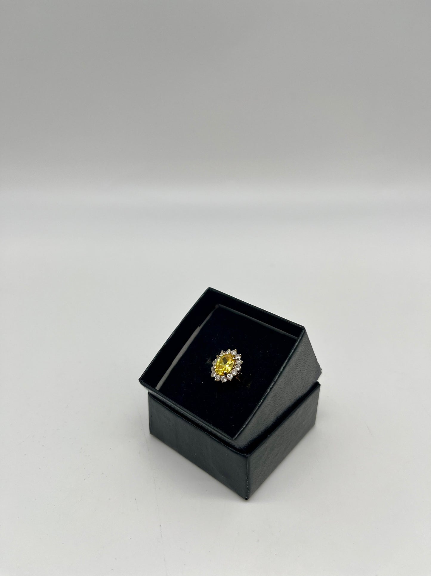 Yellow Citrine & White Topaz Ring, 2 CTW 10K Gold