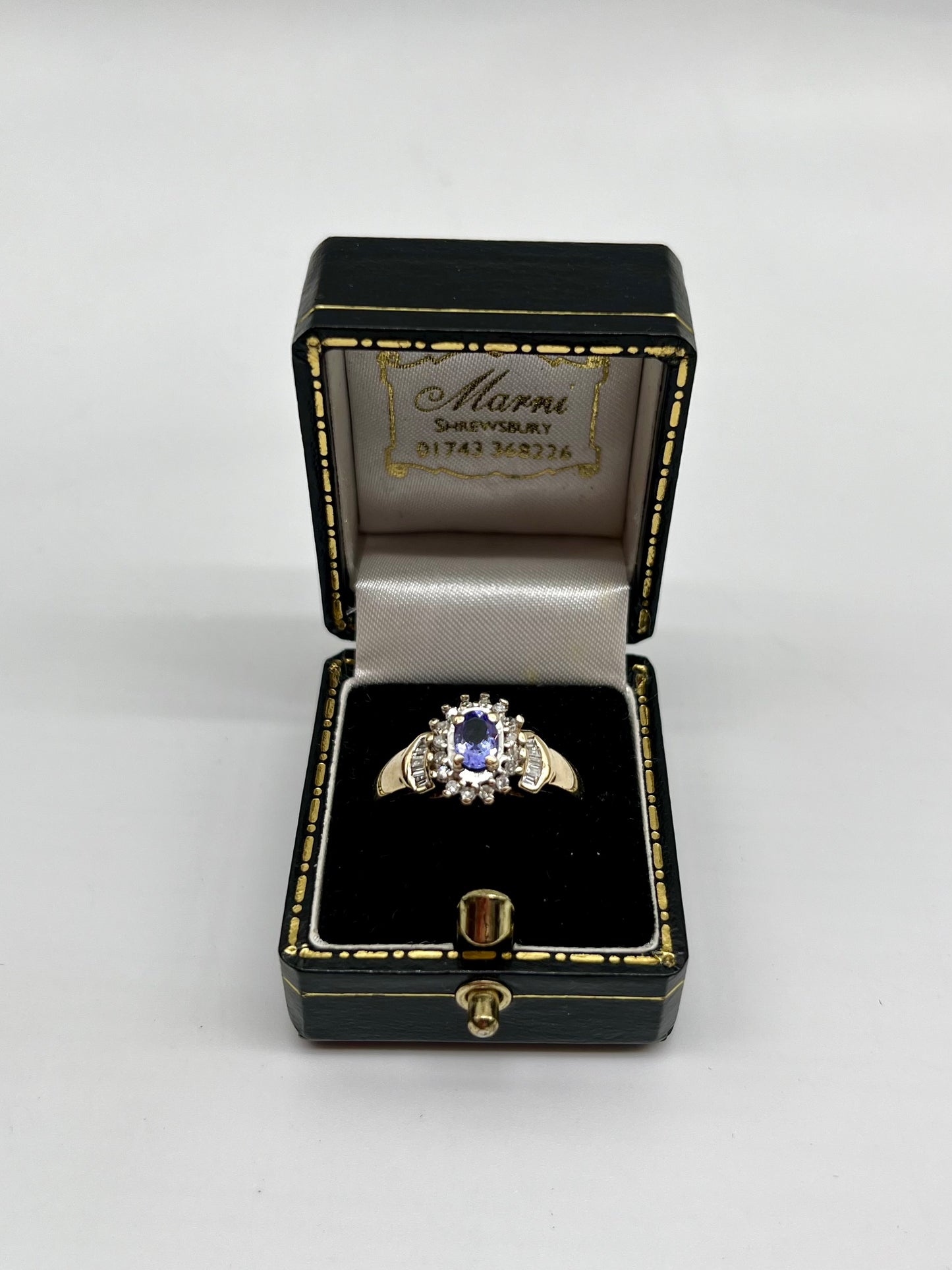 Antique Tanzanite & Diamond Ring, 1 CTW 10K Gold