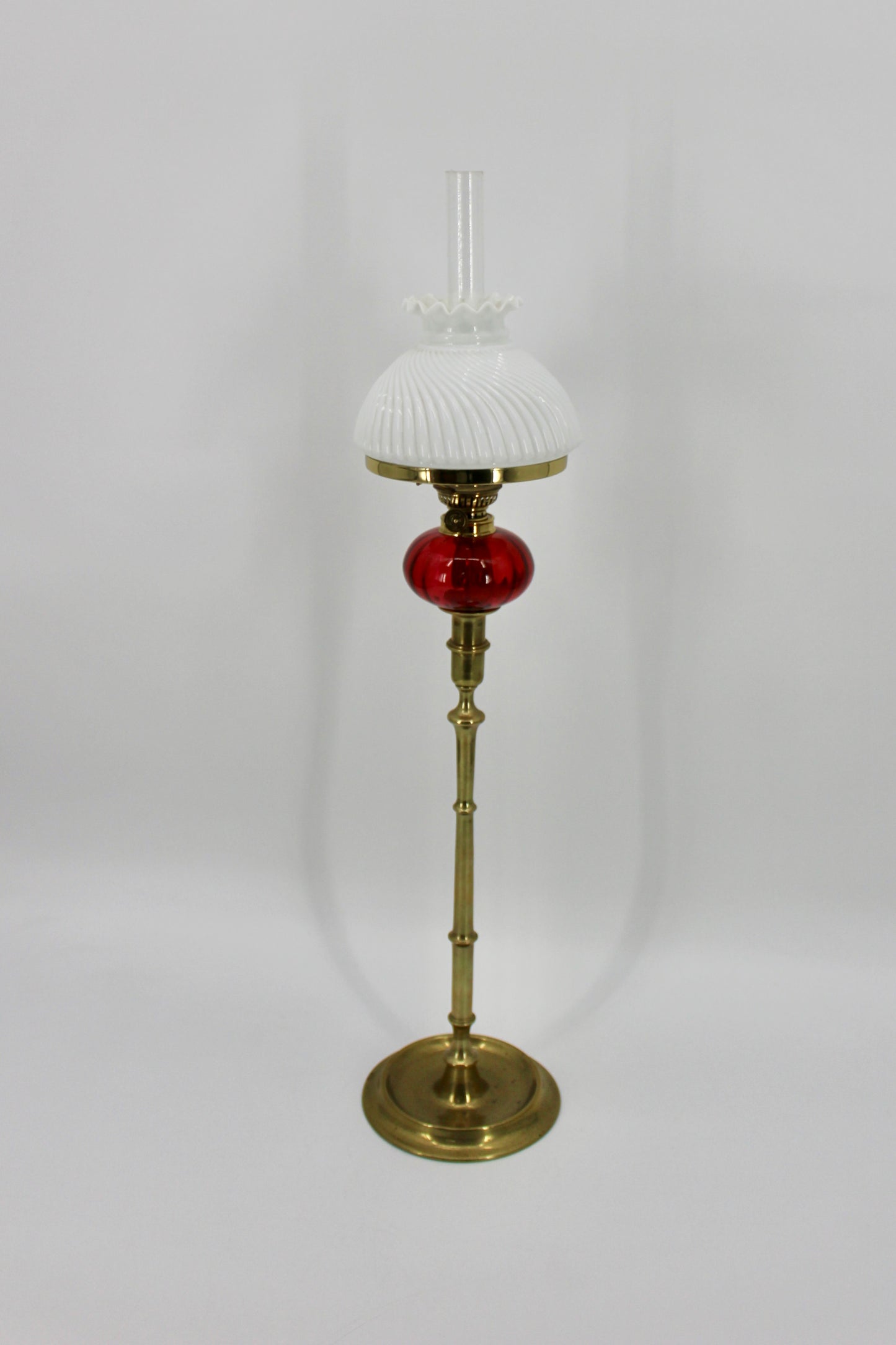 Tall 1840's Ruby Red Glass Peg Lamp by Palmer & Co.