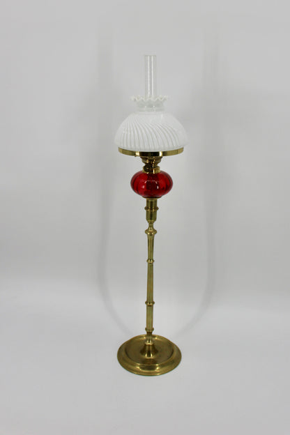 Tall 1840's Ruby Red Glass Peg Lamp by Palmer & Co.