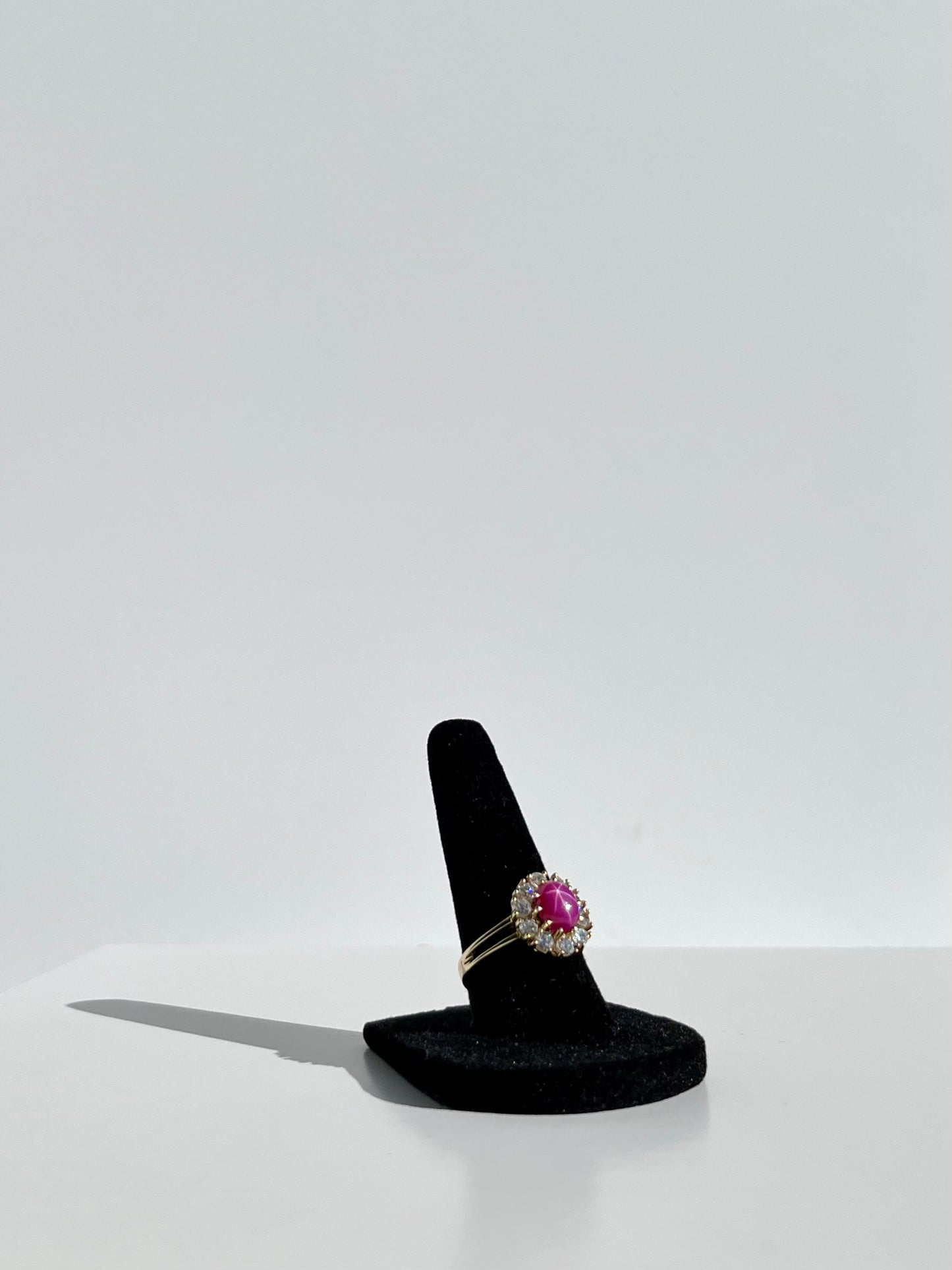 Star Ruby Cabochon & Spinel Ring, 3CTW 14K Gold