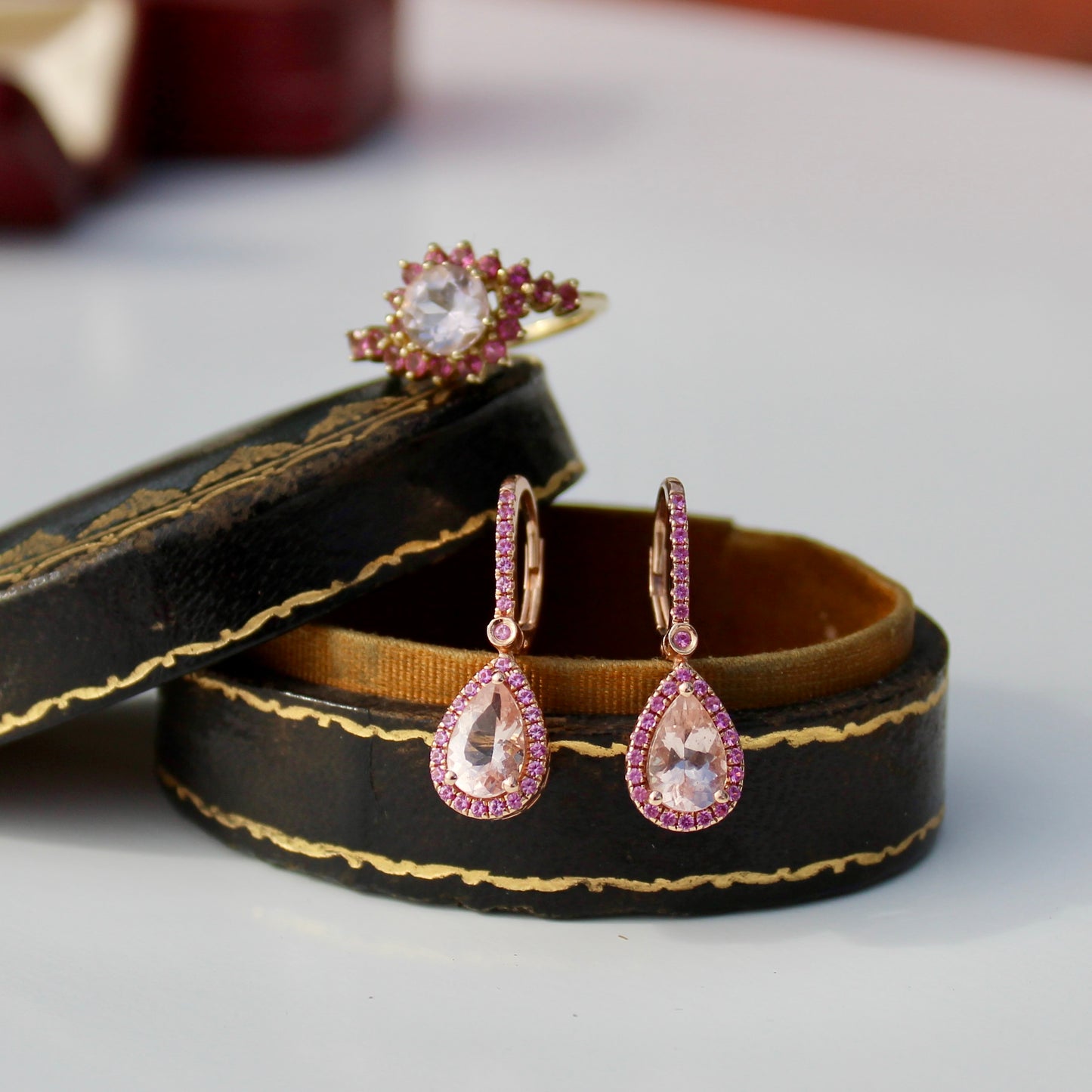 Morganite & Pink Sapphire Set, 6.1 Carats 14K Gold