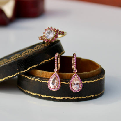 Morganite & Pink Sapphire Set, 6.1 Carats 14K Gold