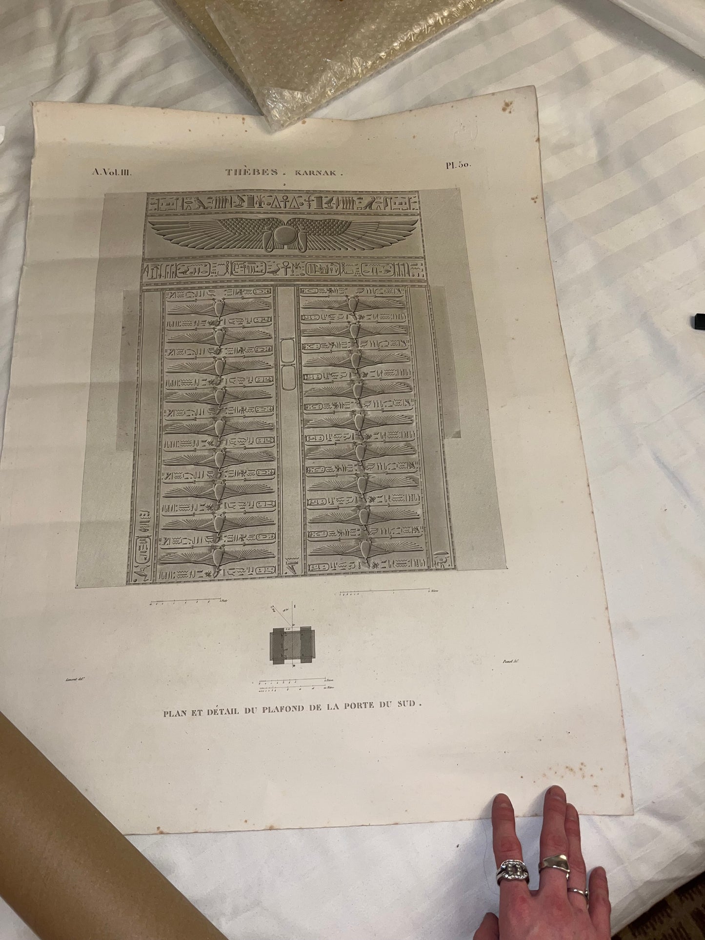 1822 Karnak Temple Napoleonic Savant-Illustrated Engraved Print for Description de l'Égypte