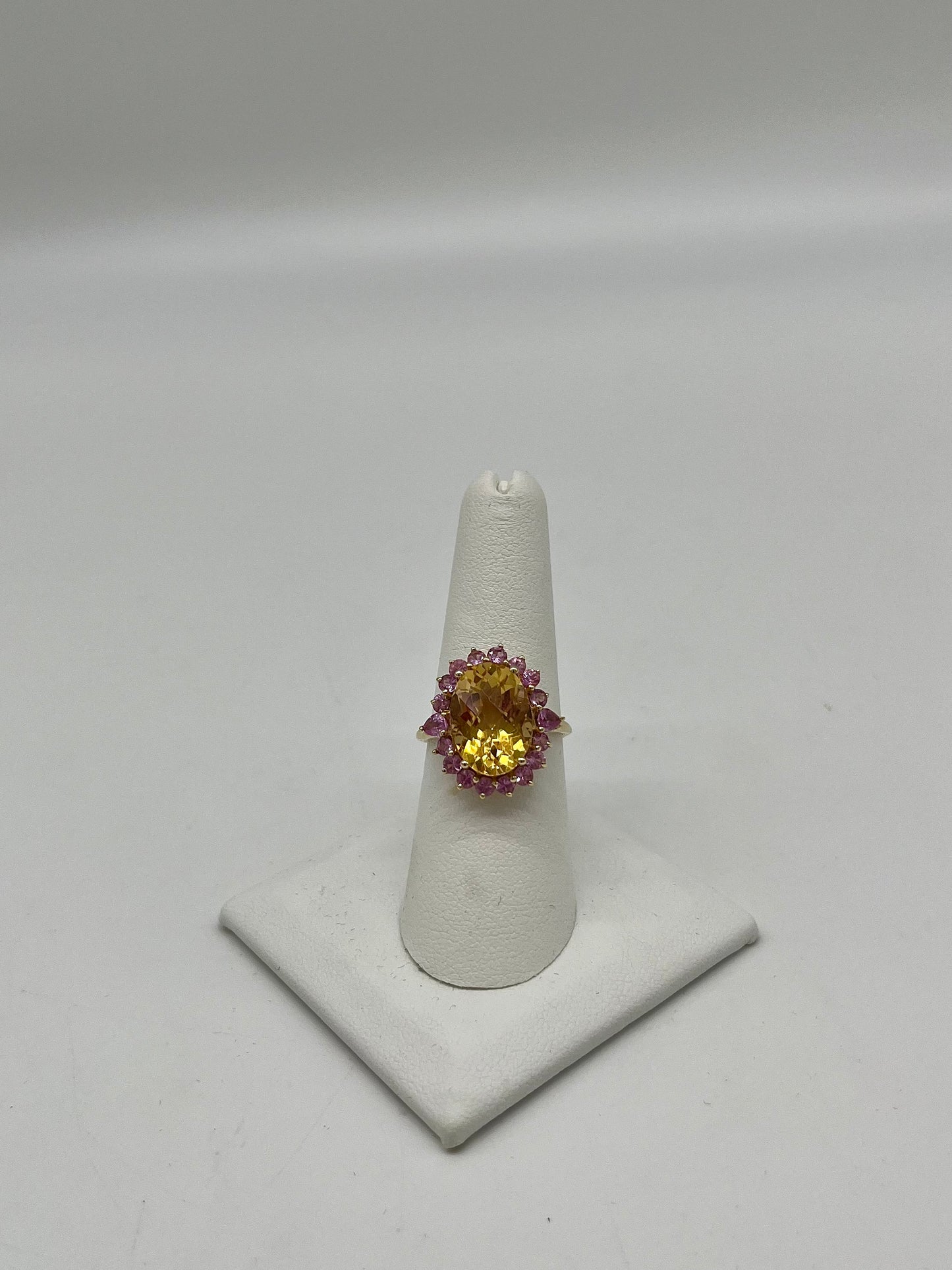 Pink Sapphire & Citrine Cocktail Ring, 6.2 CTW 10K Gold