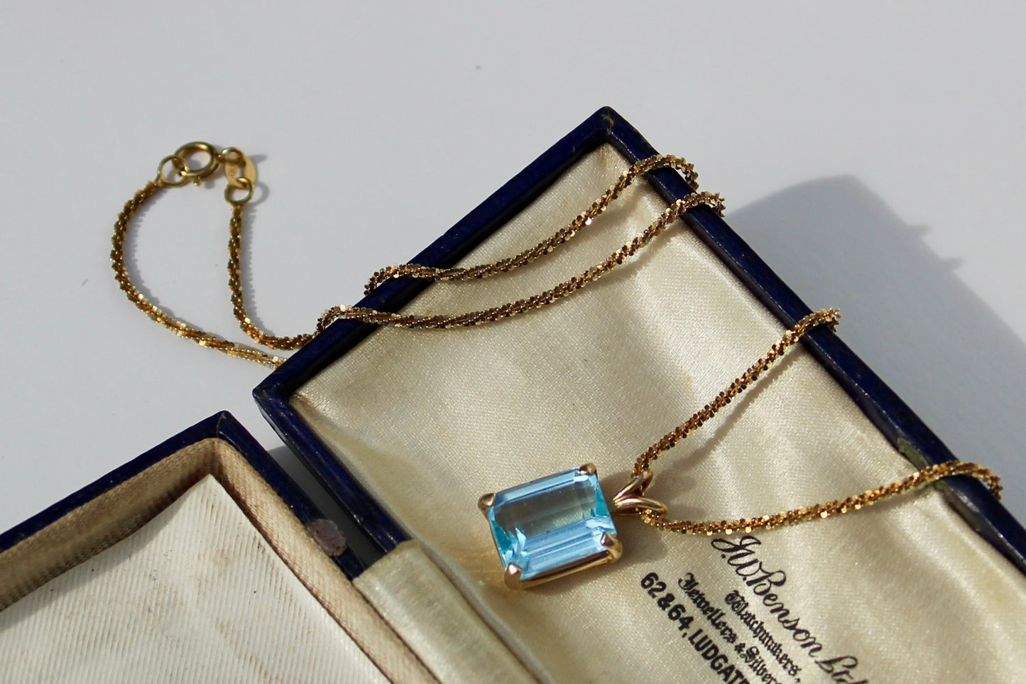 Emerald-Cut Blue Topaz Set w/ Aquamarine, 9.1 Carats 10K & 14K Gold