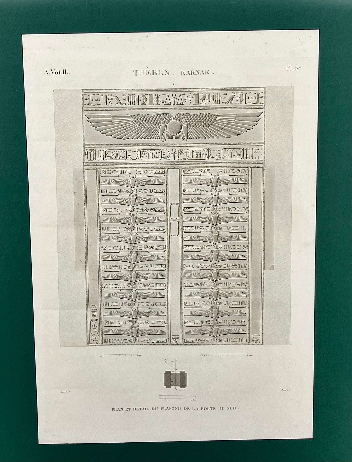 1822 Karnak Temple Napoleonic Savant-Illustrated Engraved Print for Description de l'Égypte