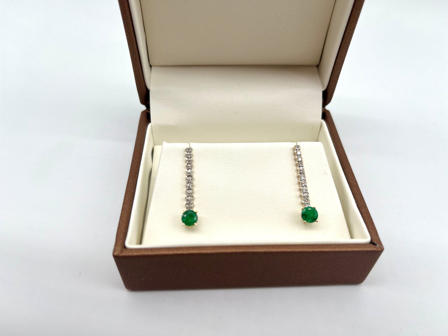 Emerald & Diamond Drop Earrings, 1.01 CTW 14K Gold