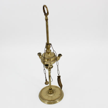 18th Century Solid Brass Triple-Wick Dutch Lucerna (Whale Oil Lamp)