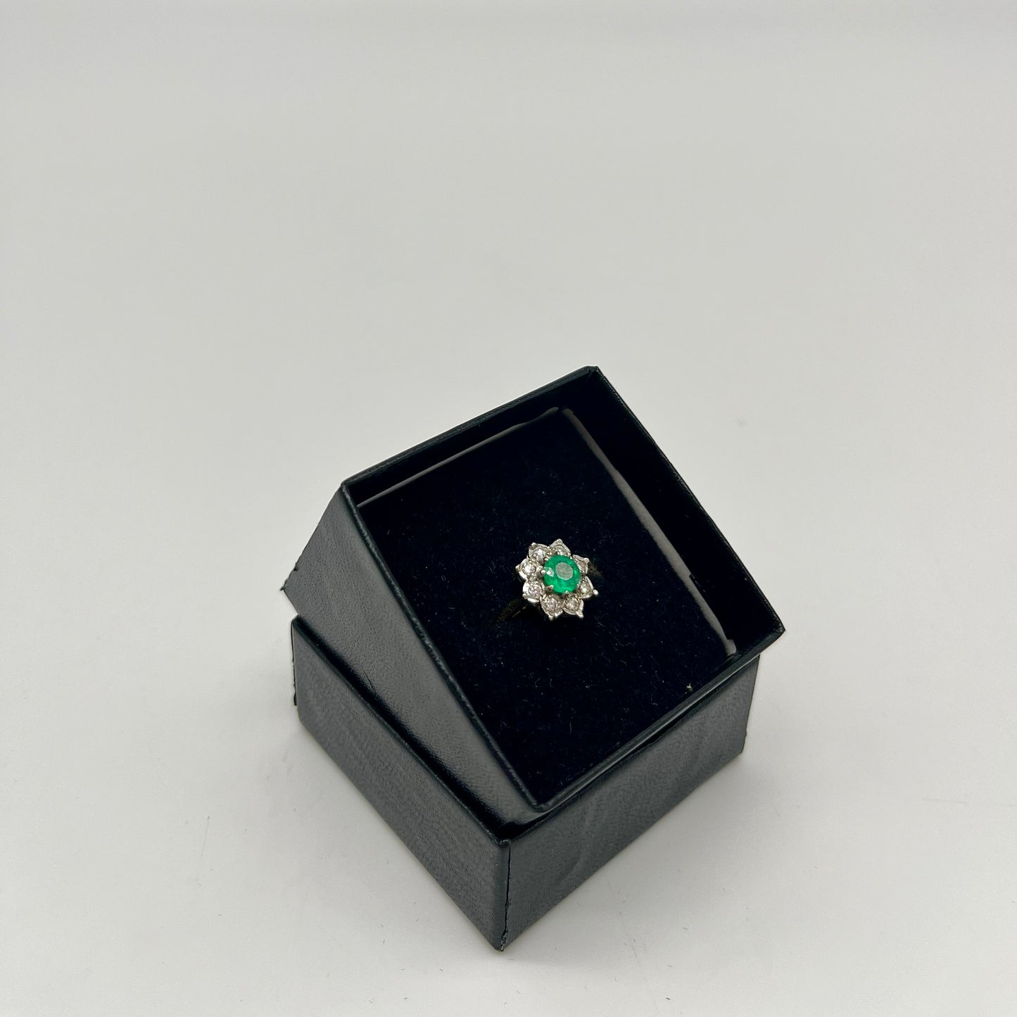 Emerald & Diamond Floral Cocktail Ring, 0.75 CTW 18K Gold/Platinum