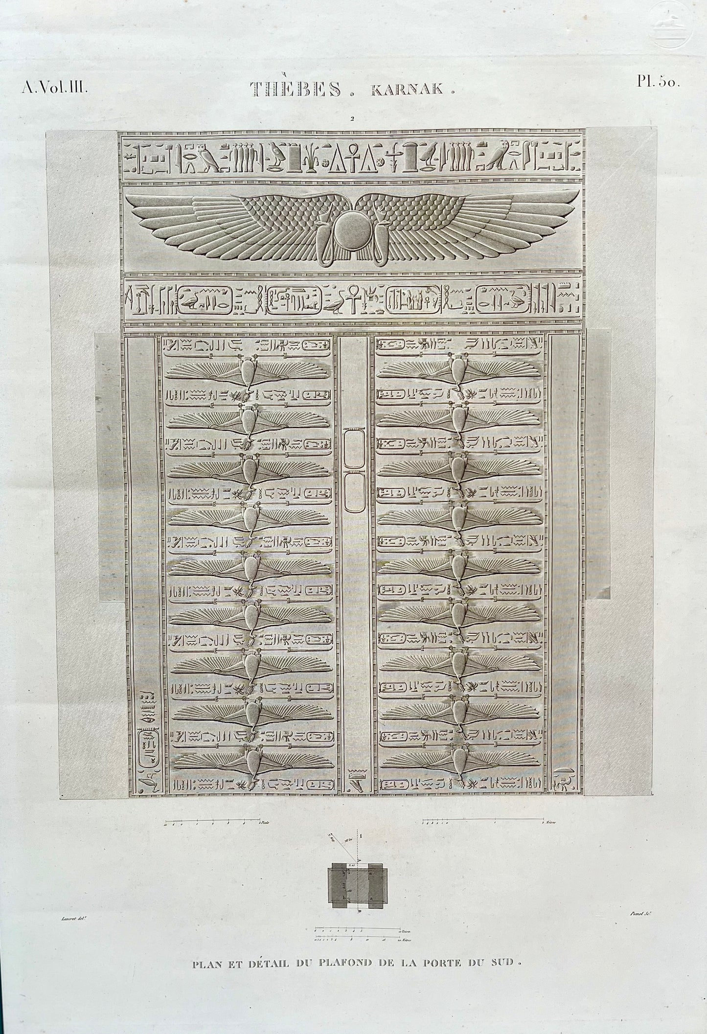 1822 Karnak Temple Napoleonic Savant-Illustrated Engraved Print for Description de l'Égypte