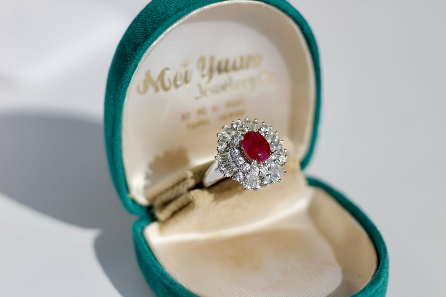 Burma Ruby & White Sapphire Cocktail Ring, 3.79 CTW 10K White Gold