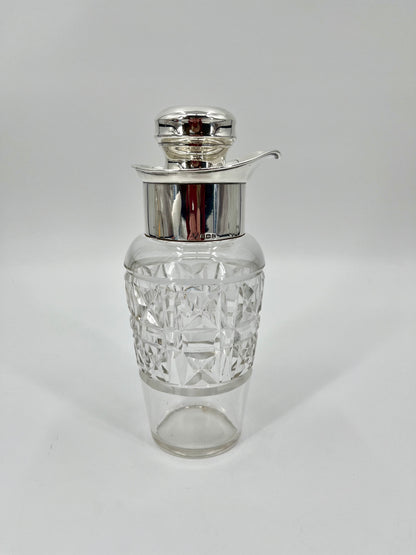 Edwardian 1902 Sterling Silver & Bohemian Cut Crystal Cocktail Shaker by JB Chatterley & Sons Ltd.