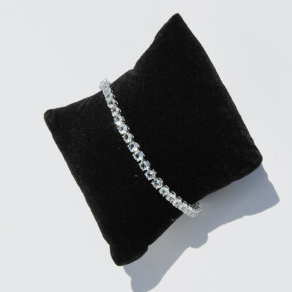 Aquamarine Tennis Bracelet, 7.8 Carats 925 Sterling Silver
