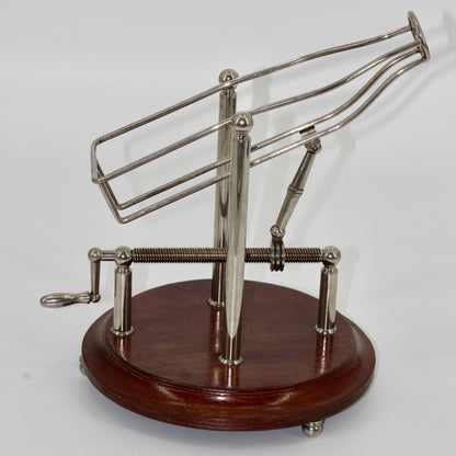 Antique Adjustable Cradle Silver & Wood Wine Decanter- Professionally Restored