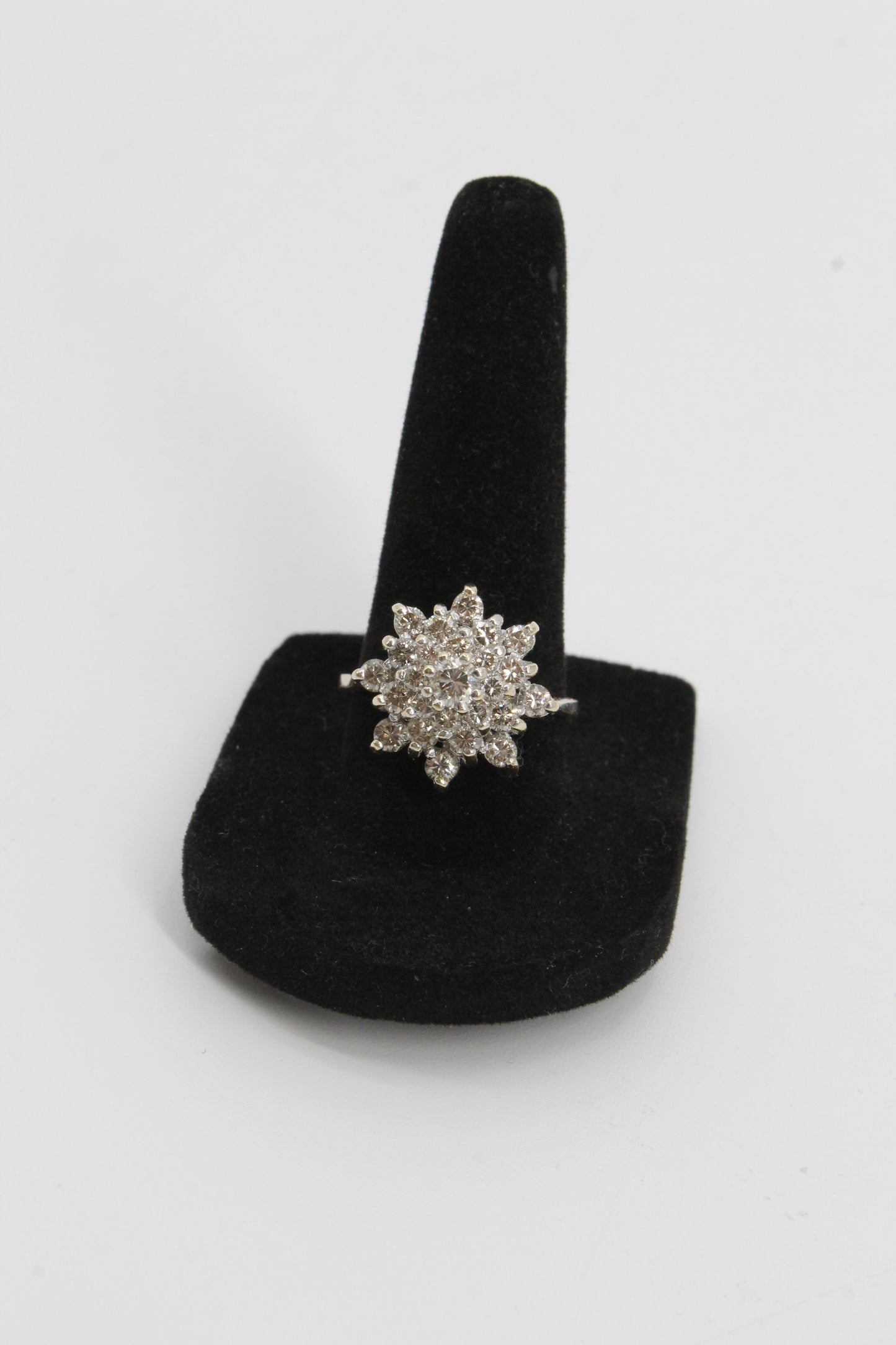 1940's Brutalist Diamond Cluster Ring, 2.82 Carats 14K Gold