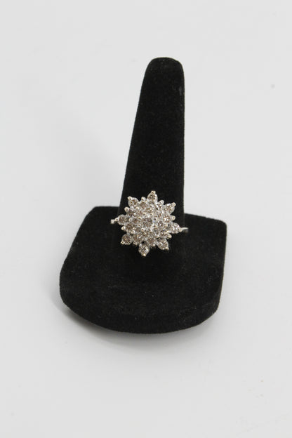 1940's Brutalist Diamond Cluster Ring, 2.82 Carats 14K Gold