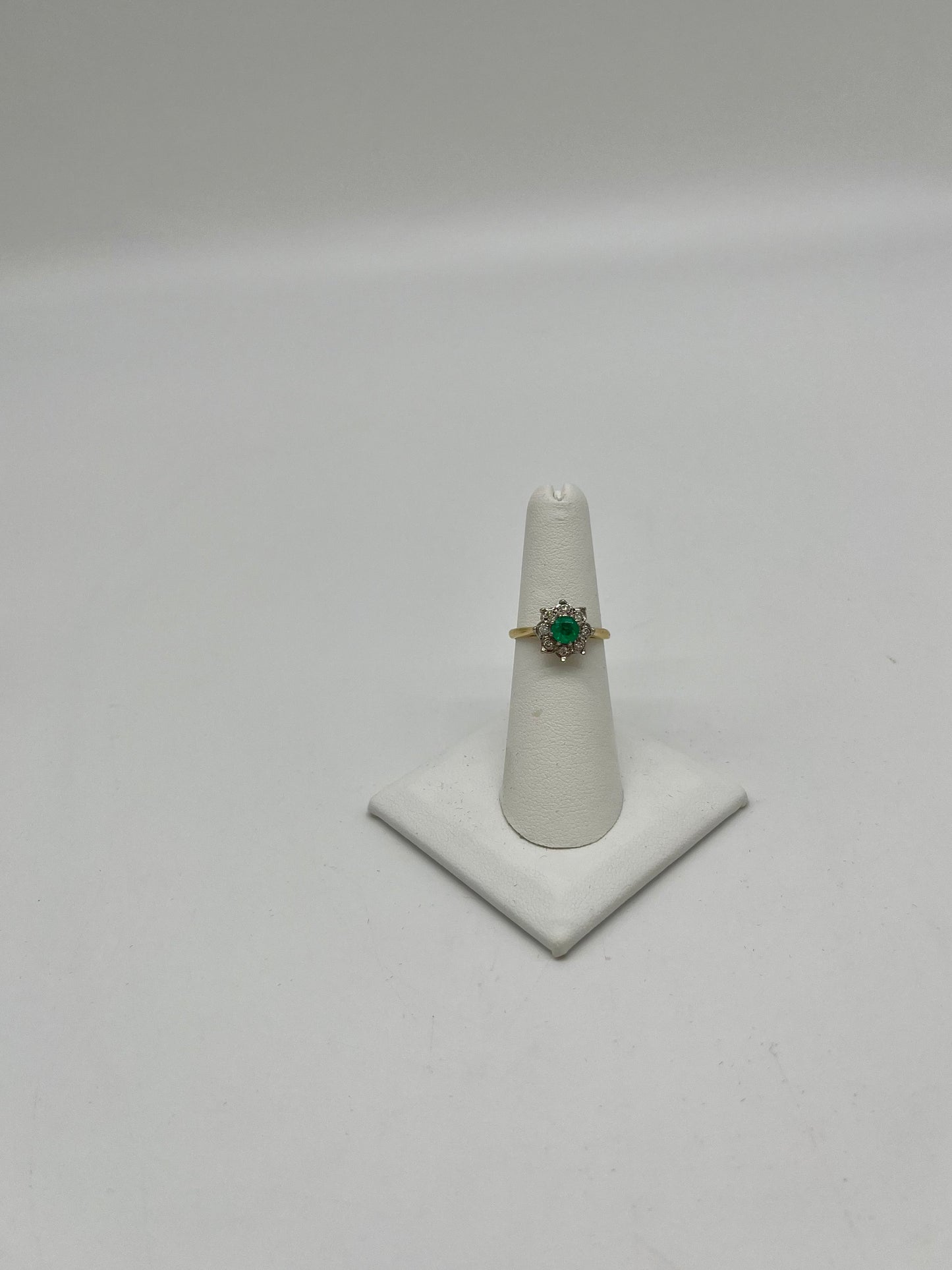 Emerald & Diamond Floral Cocktail Ring, 0.75 CTW 18K Gold/Platinum