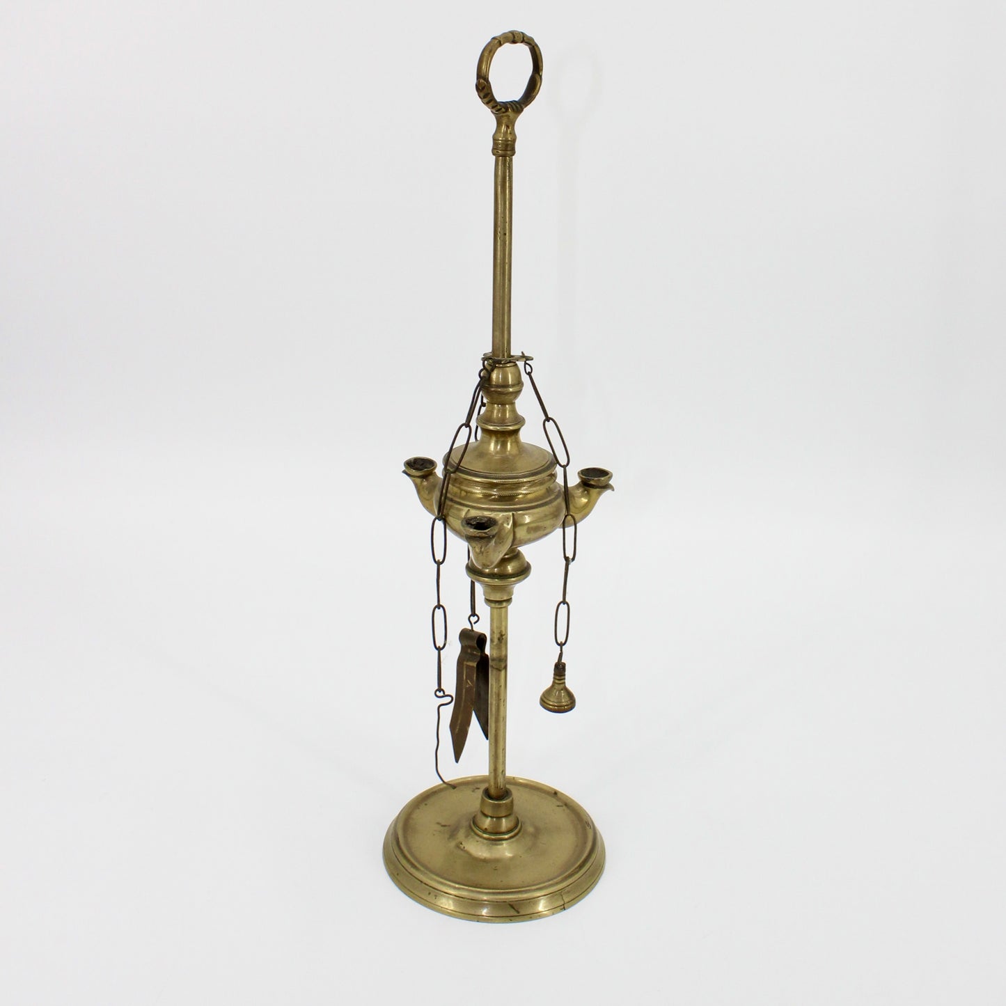 18th Century Solid Brass Triple-Wick Dutch Lucerna (Whale Oil Lamp)