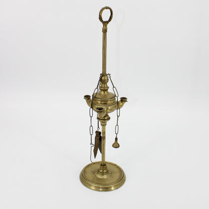 18th Century Solid Brass Triple-Wick Dutch Lucerna (Whale Oil Lamp)