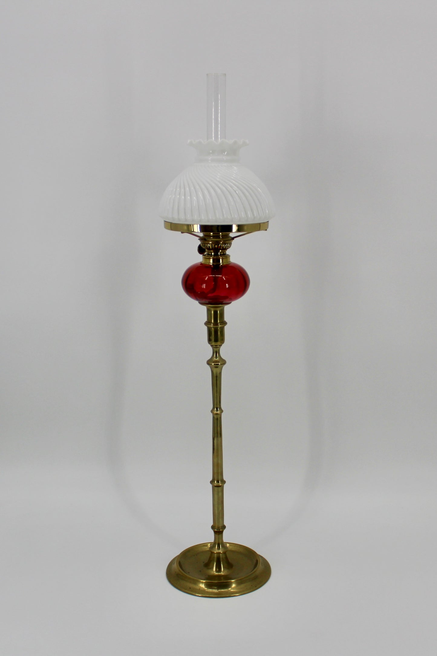 Tall 1840's Ruby Red Glass Peg Lamp by Palmer & Co.
