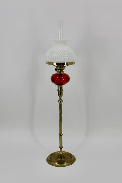 Tall 1840's Ruby Red Glass Peg Lamp by Palmer & Co.