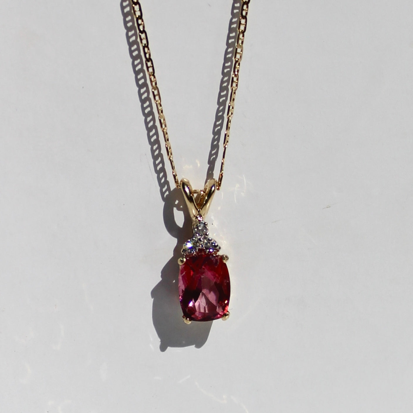 Pink Tourmaline & Diamond Set, 3.55 Carats 14K Gold