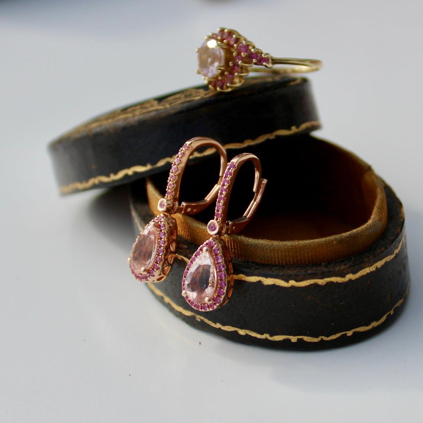 Morganite & Pink Sapphire Set, 6.1 Carats 14K Gold
