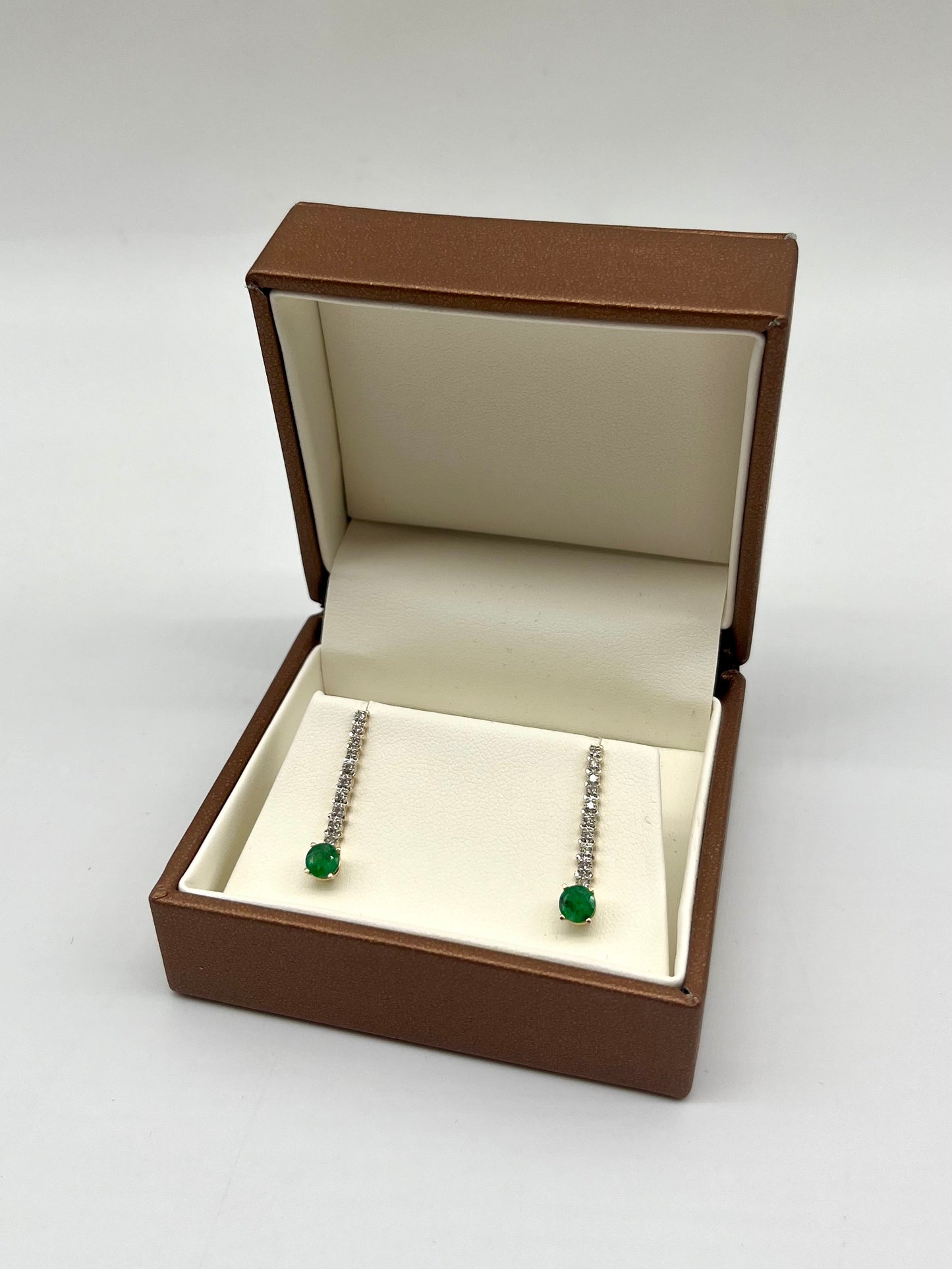 Emerald & Diamond Drop Earrings, 1.01 CTW 14K Gold