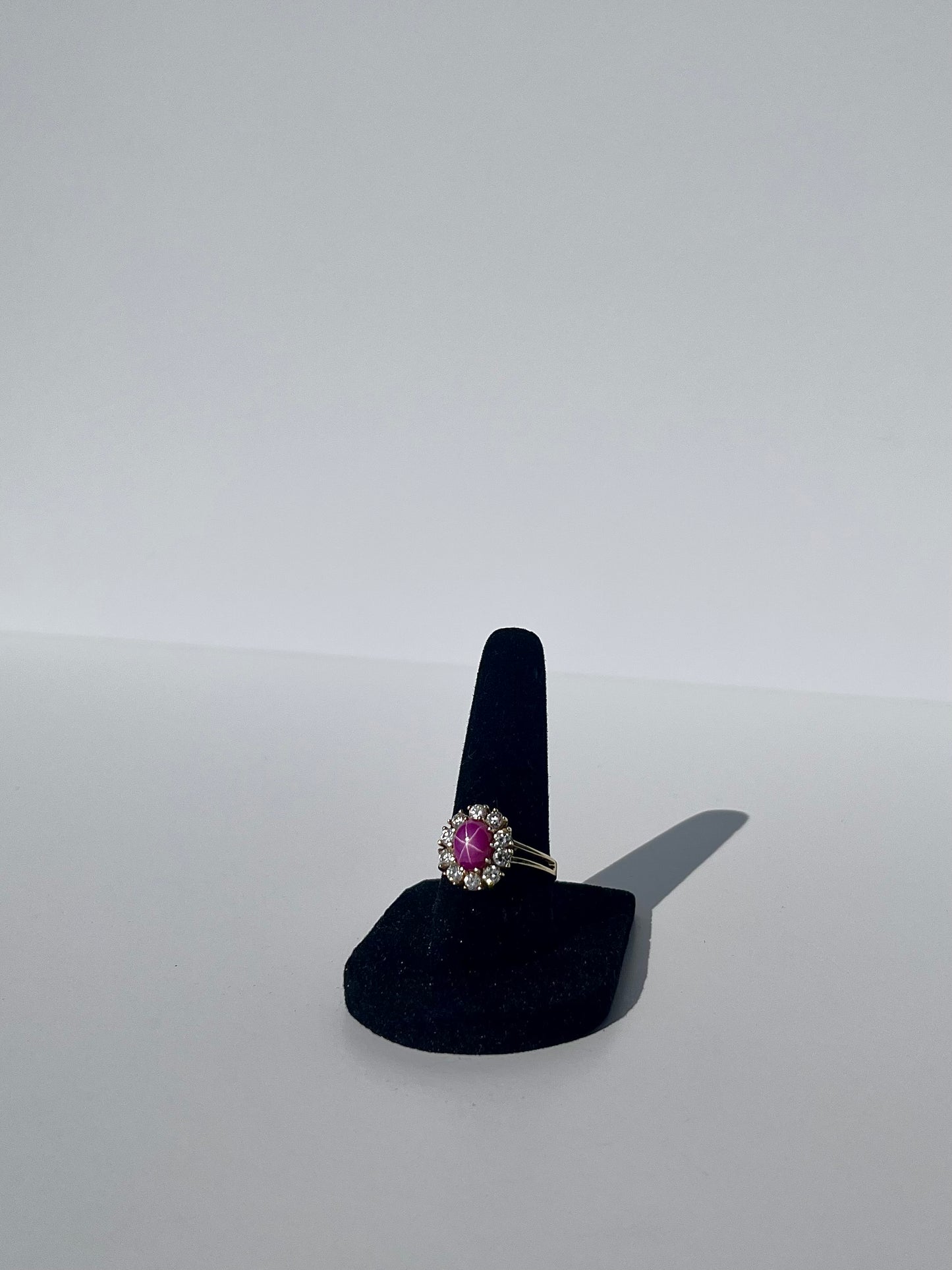 Star Ruby Cabochon & Spinel Ring, 3CTW 14K Gold