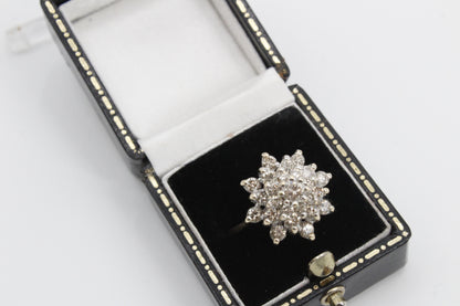 1940's Brutalist Diamond Cluster Ring, 2.82 Carats 14K Gold