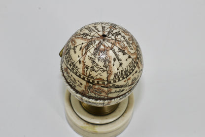 19th Century Miniature Ivory Terrestrial Globe & Sundial
