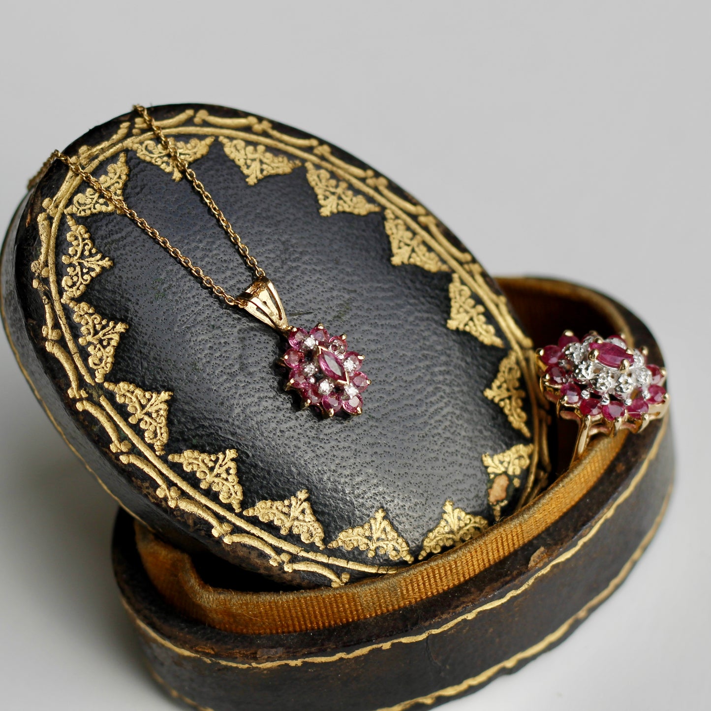 Antique Ruby & Diamond Set, 2.4 CTW 14K/9K Gold