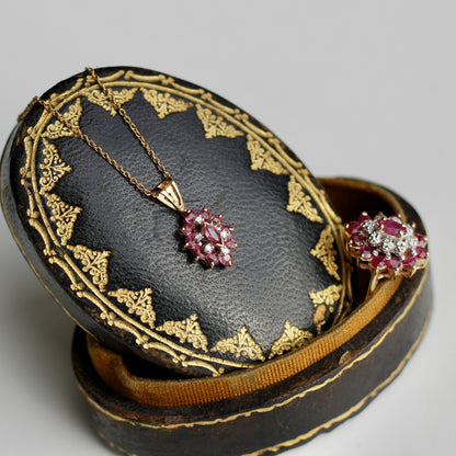 Antique Ruby & Diamond Set, 2.4 CTW 14K/9K Gold