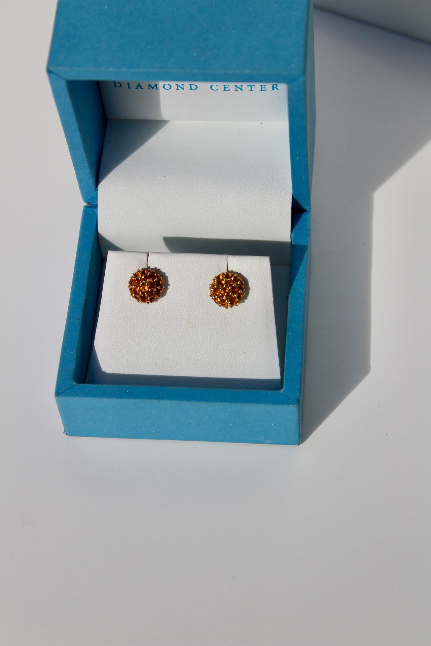 Citrine Cluster Stud Earrings, 1 Carat 18K Gold