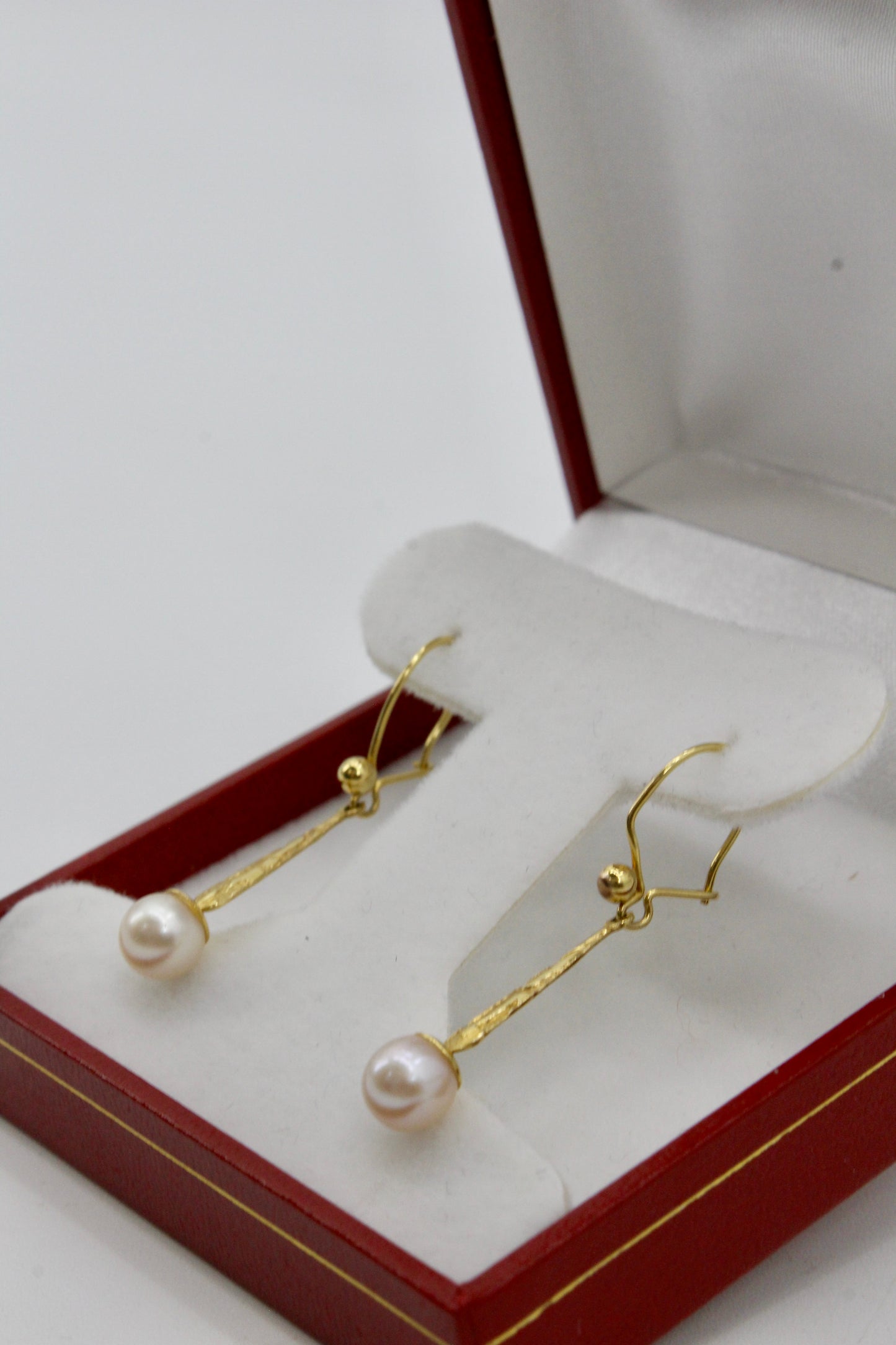 Antique Floral-Filigree Pearl Drop Earrings, 9K Gold