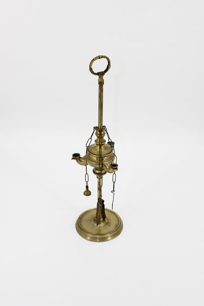 18th Century Solid Brass Triple-Wick Dutch Lucerna (Whale Oil Lamp)