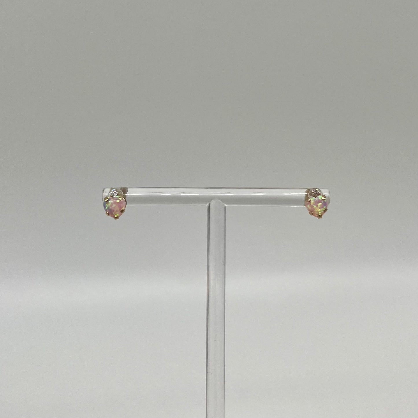 Pink Opal and Diamond Earrings, 1 CTW 10K Gold