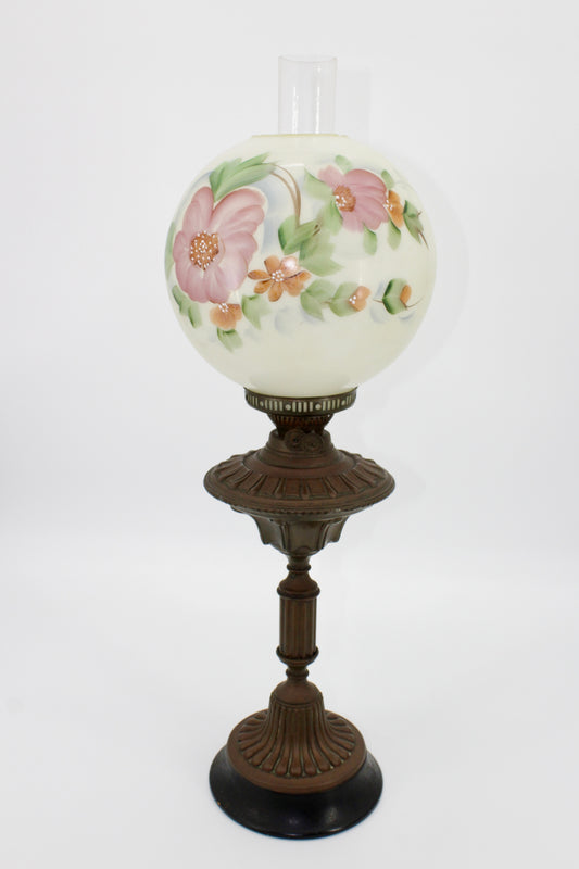 1890's English Duplex Banquet Lamp (Hand-Painted Globe Shade)