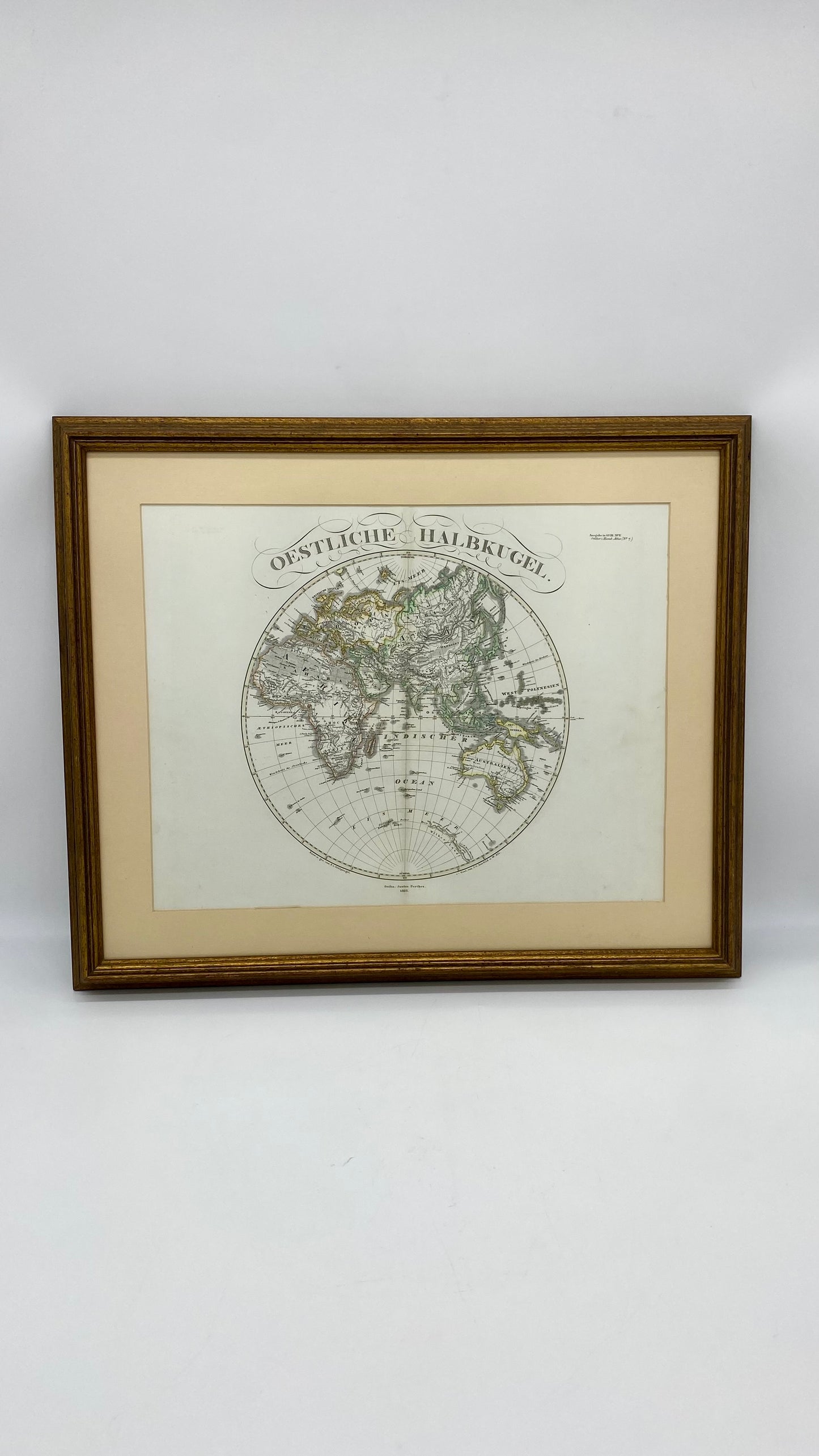 1866 Stieler World Map Framed Pair