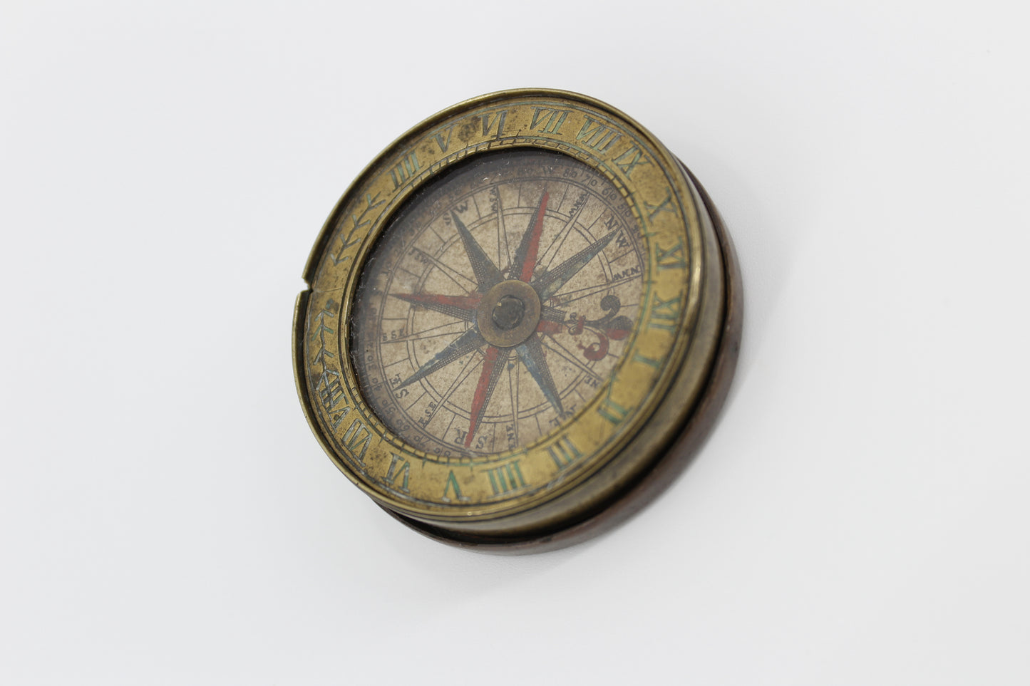 18th Century French Hand-Coloured Brass Compass