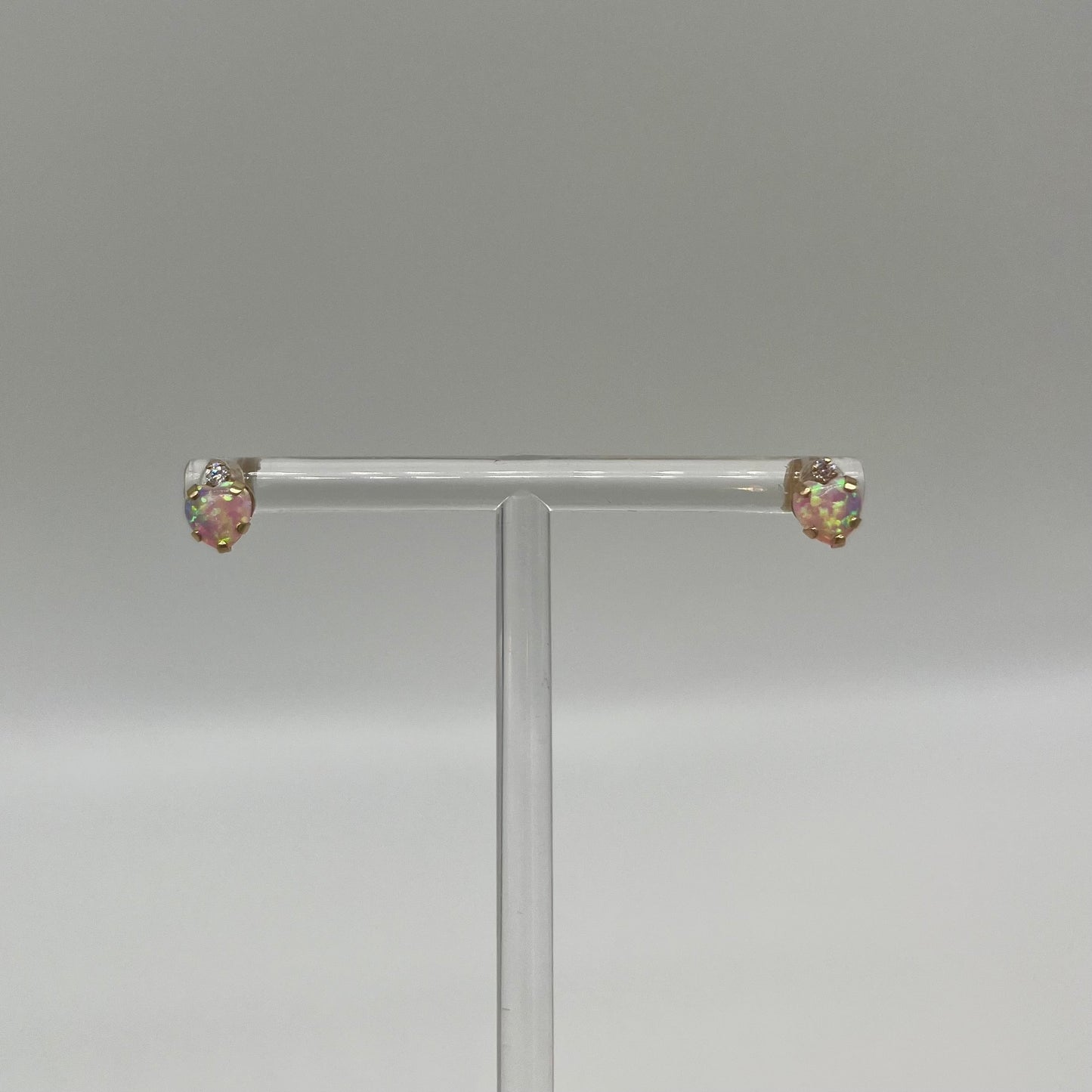 Pink Opal and Diamond Earrings, 1 CTW 10K Gold