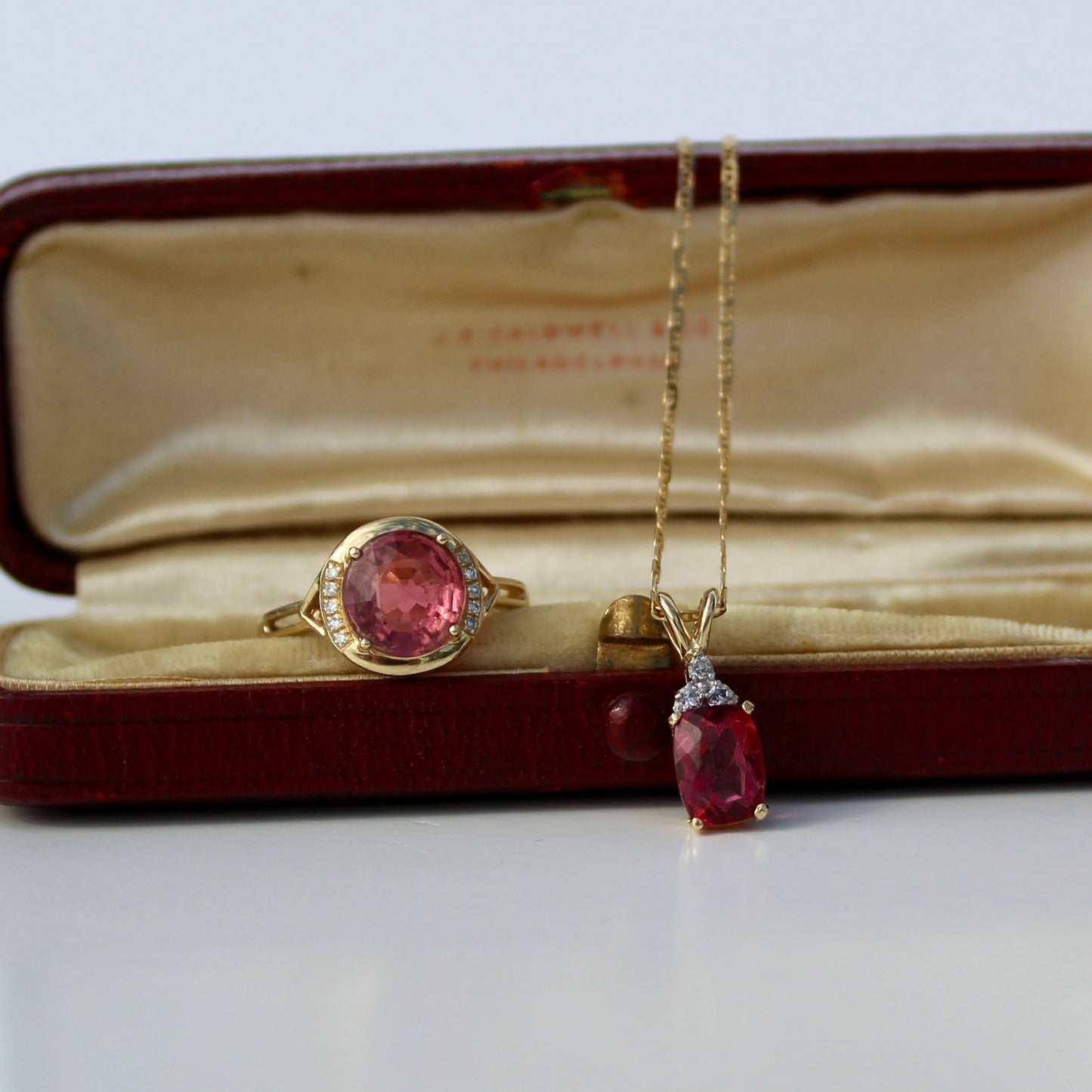 Pink Tourmaline & Diamond Set, 3.55 Carats 14K Gold