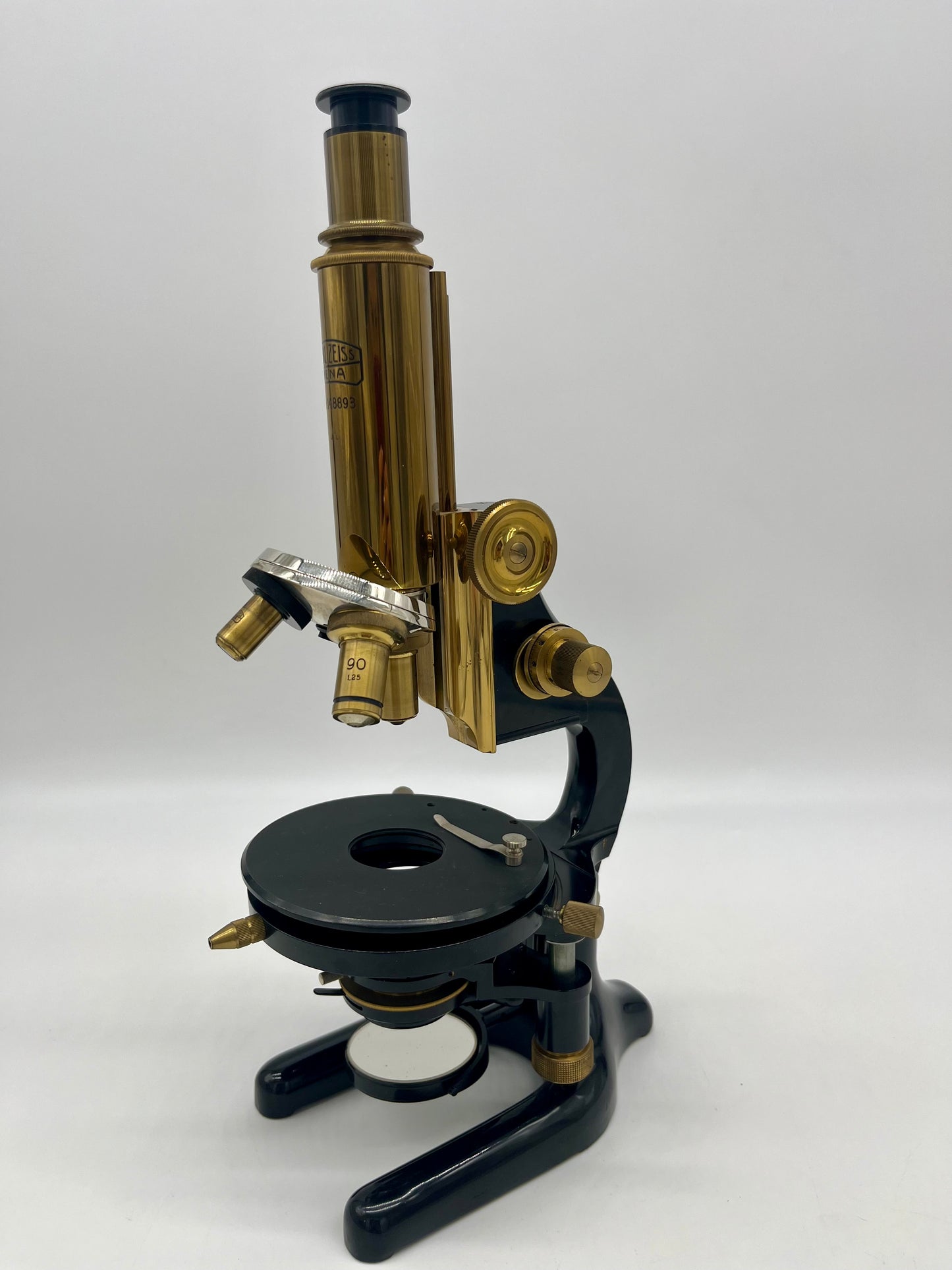 1930's German Jena Brass Microscope by Carl Zeiss