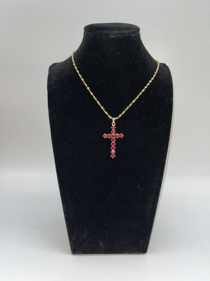 Vintage Garnet Cross Pendant, 2.68 CTW 14K Vermeil 925