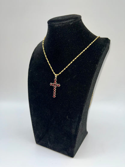 Vintage Garnet Cross Pendant, 2.68 CTW 14K Vermeil 925