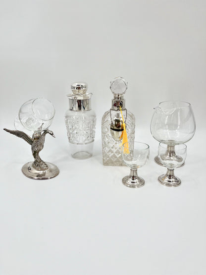 Sterling Silver Decanter & Glass Set by Alvin