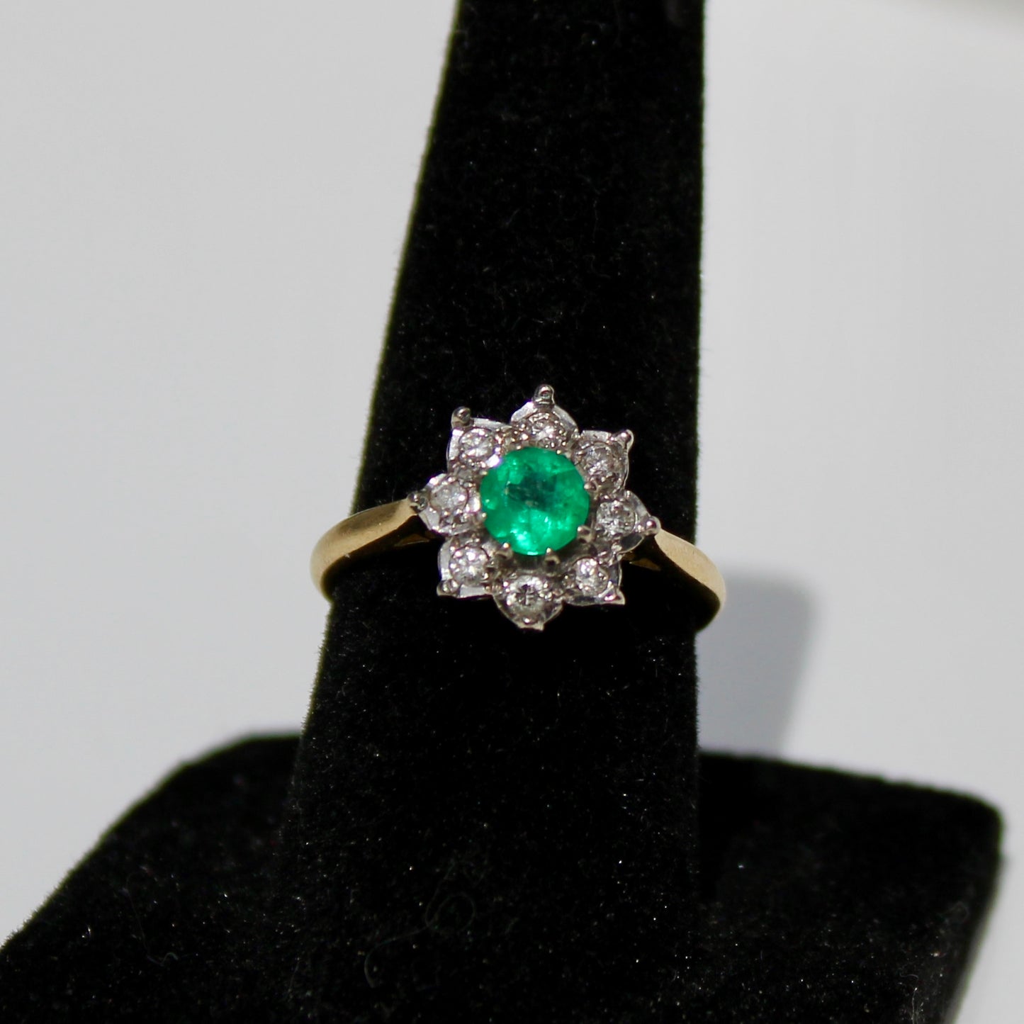 Emerald & Diamond Floral Cocktail Ring, 0.75 CTW 18K Gold/Platinum