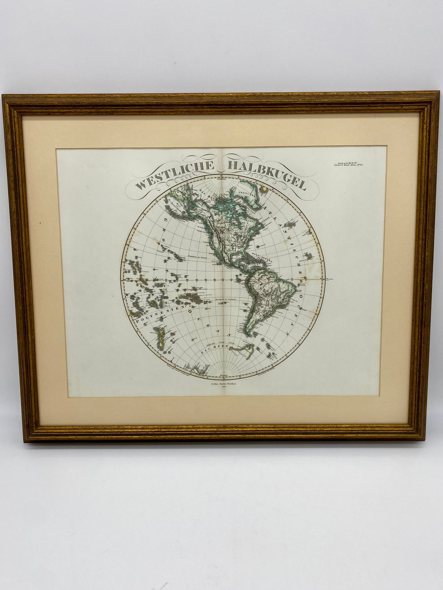 1866 Stieler World Map Framed Pair