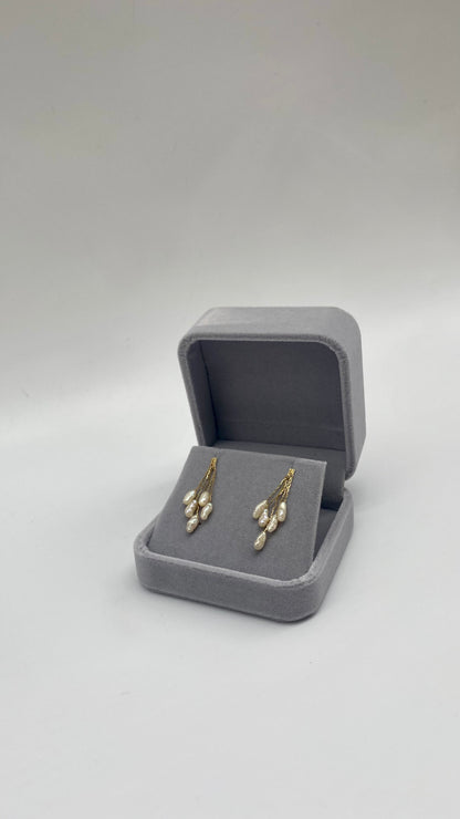 Baroque Pearl Cluster Drop Earrings, 3.75mm 14K Gold